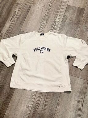 Vintage Polo Jeans Co. Ralph Lauren crewneck sweatshirt XL WHITE